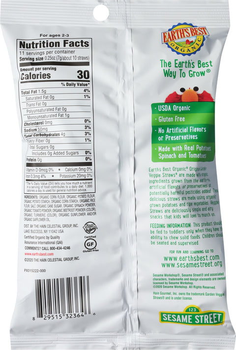Earth's Best Organic Garden Veggie Straws 2.75 OZ