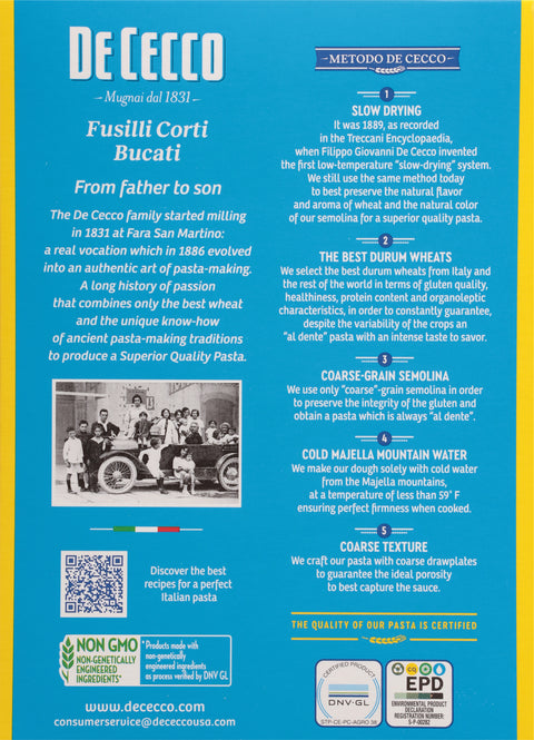 De Cecco Fusilli Corti Bucati 16 OZ