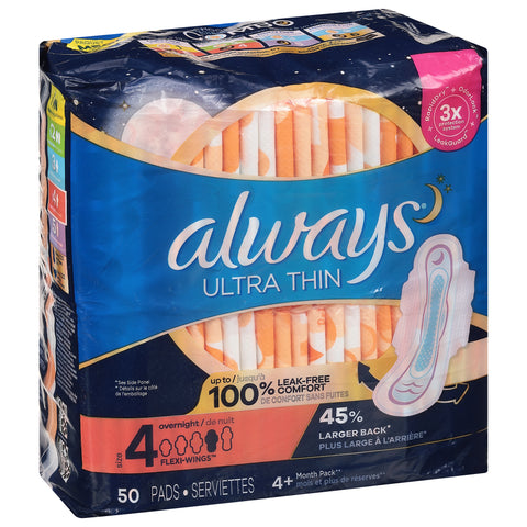 Always Mega Pack Overnight Ultra Thin Pads 50 ea