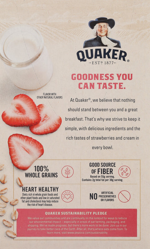 Quaker Strawberries & Cream Instant Oatmeal 8.4 OZ