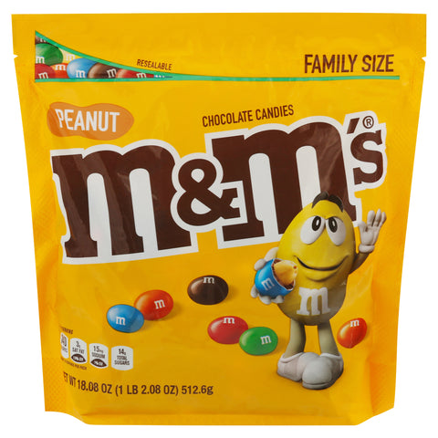 M&M's Peanut Chocolate Candies Family Size 18.08 oz - 12 Pack