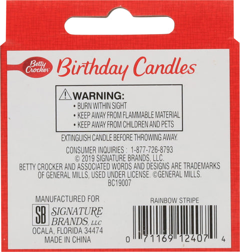 Betty Crocker Candles Rainbow Stripe 24 CT