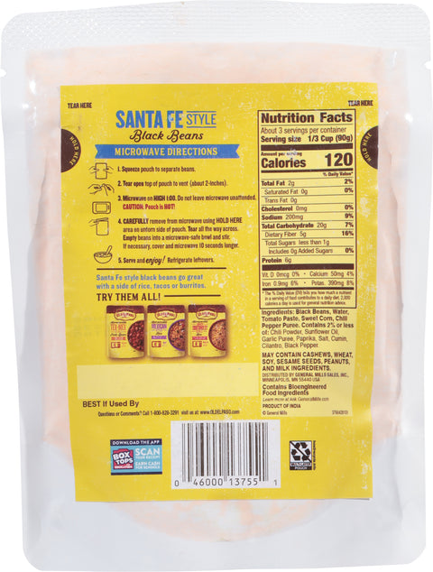 Old El Paso Microwavable Mild Spice Santa Fe Style Black Beans 8.8 oz