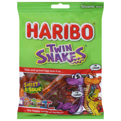Haribo Twin Snakes Gummi Candy Share Size 8 oz - 10 Pack