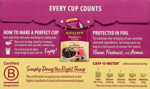 Bigelow Blackberry Citrus Herbal Tea 18 CT