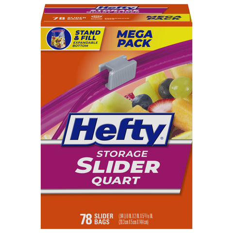 Hefty Slider Food Storage Quart Bag 78 CT