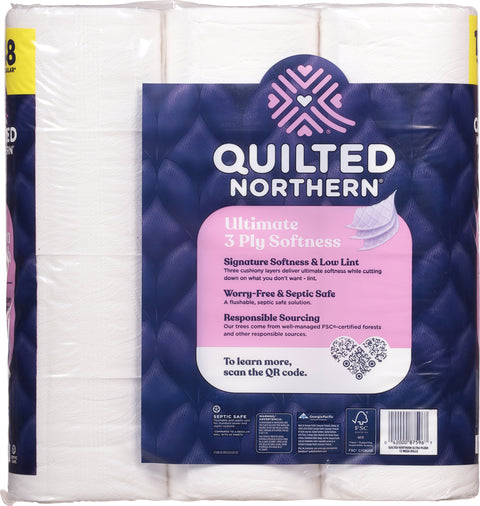 Quilted Northern 3-Ply Premium Unscented Bathroom Tissue Mega Roll 12 ea