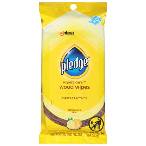 Pledge Expert Care Lemon Wood Wipes 1 ea - 24 CT 12 Pack
