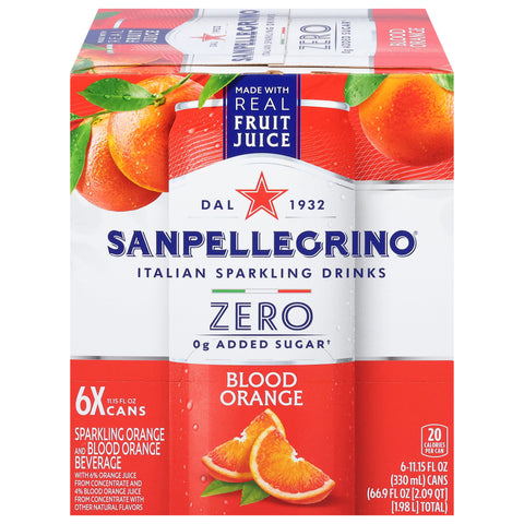 Sanpellegrino Sparkling Blood Orange Beverage 6 - 11.15 Cans - 4 Pack