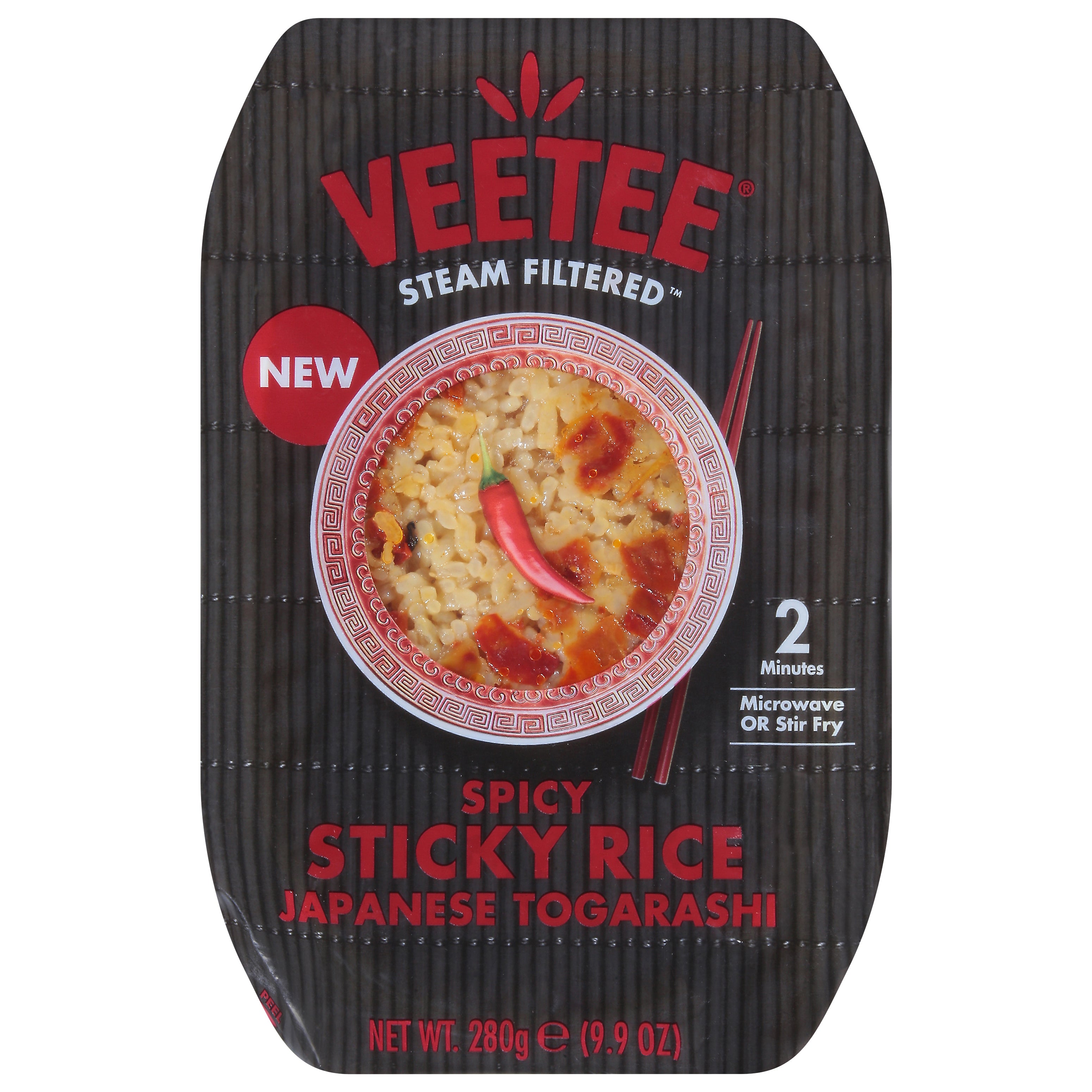 Ceo Veetee Rice Veetee Steam Filtered Spicy Japanese Togarashi Sticky Rice 9.9 oz - 6 ...