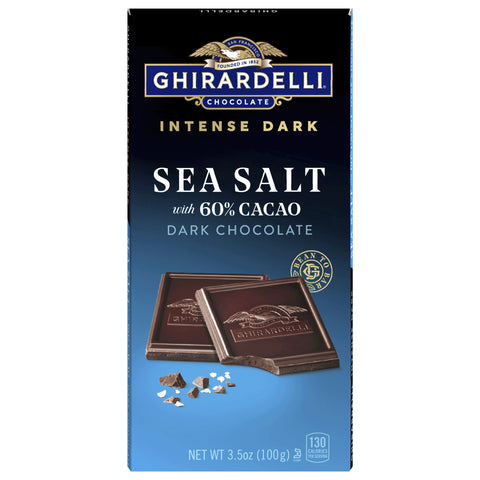 Ghirardelli Intense Dark Sea Salt with 60% Cacao Dark Chocolate - 3.5 OZ 12 Pack