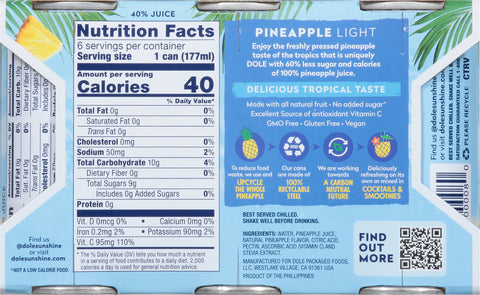 Dole Light Pineapple Juice 36 FZ