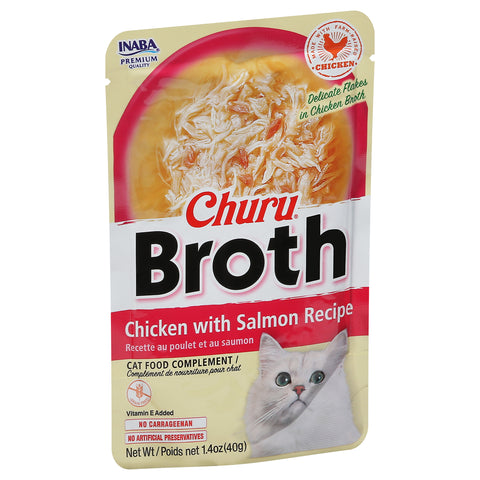 Inaba Churu Broth Chicken with Salmon Recipe Cat Food Complement 1.4 oz