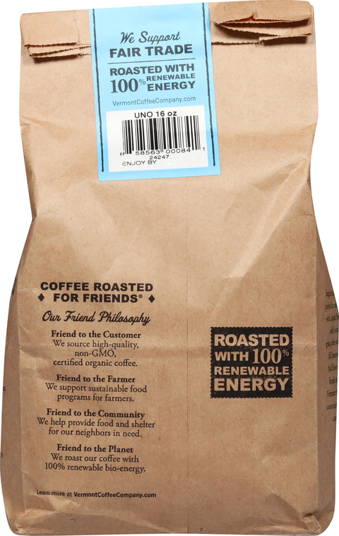 Vermont Coffee Company Whole Bean Uno 16 OZ
