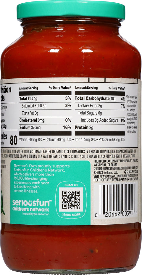 Newman's Own Organics Tomato & Basil Pasta Sauce 23.5 OZ