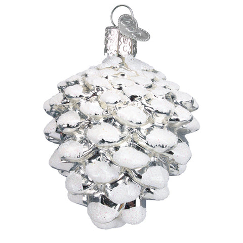 Snow-capped Silver Snowy Cone Ornament