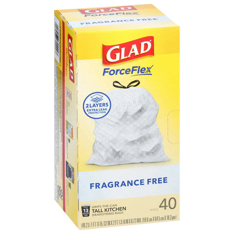 Glad Tall Kitchen Force Flex Drawstring Bags 40 CT