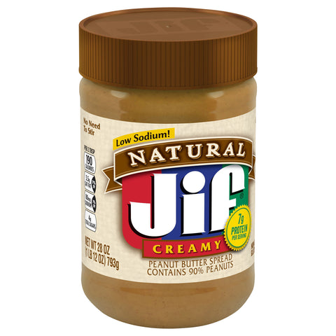 Jif Low Sodium Natural Creamy Peanut Butter 28 OZ