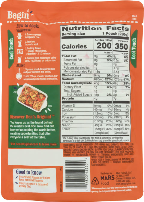 Ben's Original Ready Rice Garden Vegetable 8.8 OZ