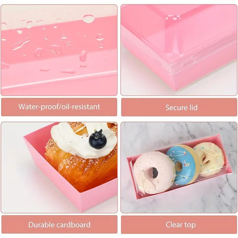 Pastry Box - Pink - disposable