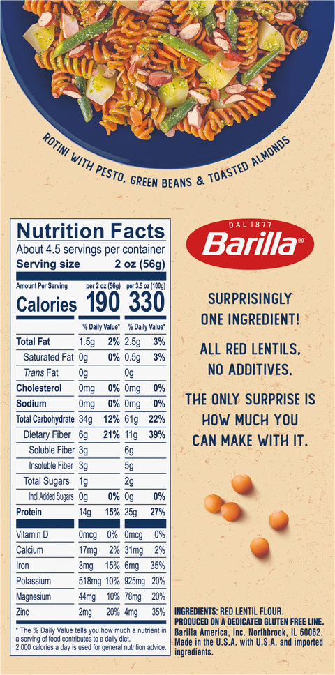 Barilla Red Lentil Rotini 8.8 OZ