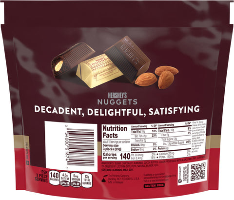 Hershey's Mildly Sweet Dark Chocolate With Almonds 10.1 OZ