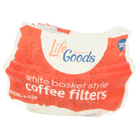 Life Goods White Basket Style Coffee Filter 200 ea - 200 CT 24 Pack