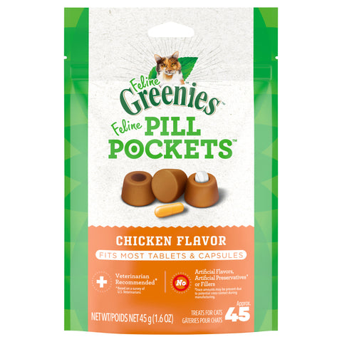 Greenies Feline Chicken Flavor Pill Pockets 1.6 OZ