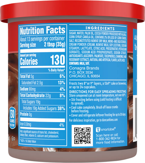 Duncan Hines Creamy Home-Style Milk Chocolate Frosting 16 OZ