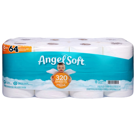 Angel Soft Mega Roll 2-Ply Unscented Bathroom Tissue Mega Roll 16 ea - 2 Pack