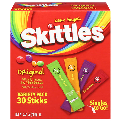 Skittles Singles To Go Zero Sugar Original Drink Mix Variety Pack 30 ea - 6 Pack
