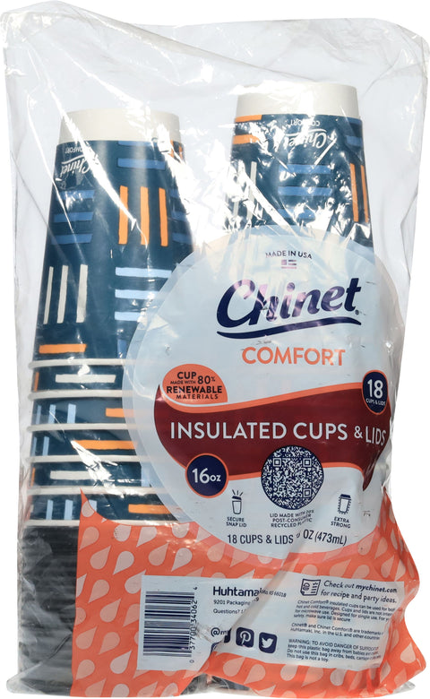 Chinet Hot Comfort Cups With Lids 18 CT