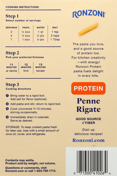Ronzoni Protein Penne Rigate 14.5 oz