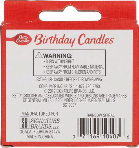 Betty Crocker Candles Rainbow Spiral 24 CT