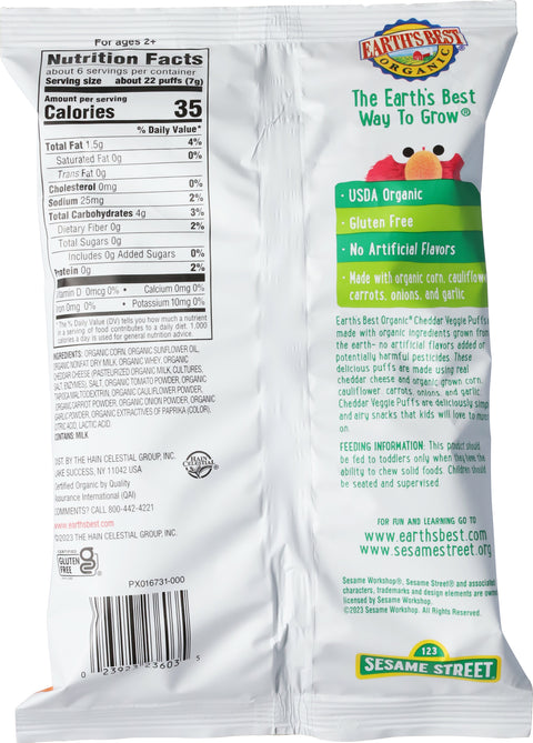 Earth's Best Cheddar Veggie Puffs 1.55 OZ