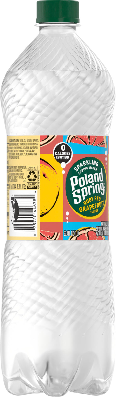 Poland Spring Sparkling Water, Ruby Red Grapefruit, 33.8 oz. Plastic Bottle