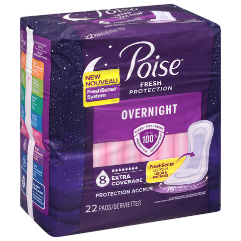 Poise Fresh Protection 8 Extra Coverage Overnight Pads 22 ea