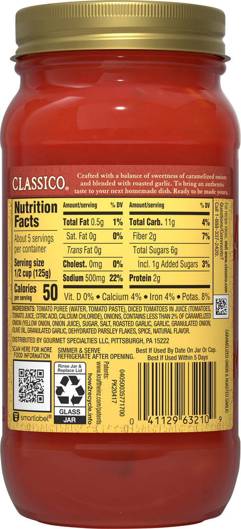 Classico Sauce Pasta Caramelized Onions & Roasted Garlic 24 OZ