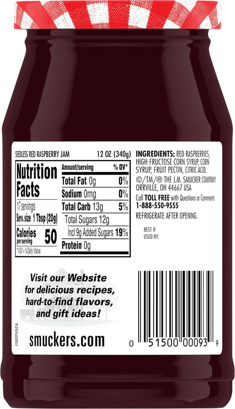 Smucker's Jam Seedless Raspberry 12 OZ