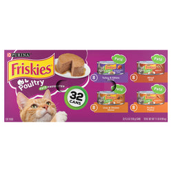Purina Friskies Poultry Pate Variety Pack Cat Food - 5.5 Oz Cans 32 Pack