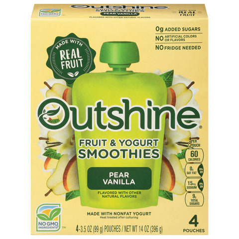 Outshine Pear Vanilla Fruit & Yogurt Smoothies 4 - 3.5 oz Pouches - 14 OZ 6 Pack