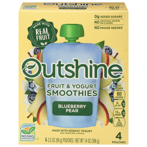 Outshine Blueberry Pear Fruit & Yogurt Smoothies 4 - 3.5 oz Pouches - 14 OZ 6 Pack