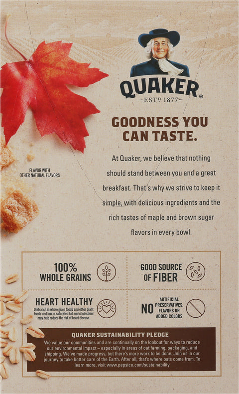 Quaker Instant Oatmeal Maple And Brown Sugar 12.1 OZ