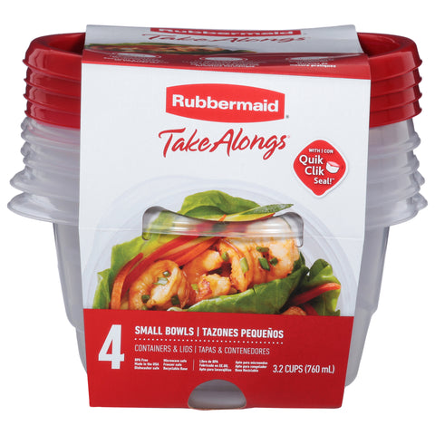 Rubbermaid Take Alongs 3.2 Cups Small Bowls Containers & Lids Small 4 ea - 4 Pack