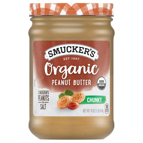 Smucker's Organic Natural Chunky Peanut Butter, 16 Ounces - 16 OZ 12 Pack