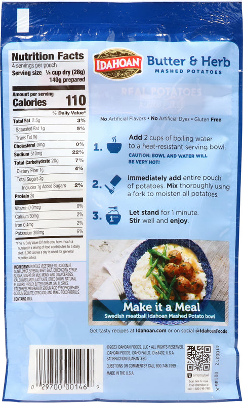 Idahoan Butter & Herb Mashed Potatoes 4 OZ