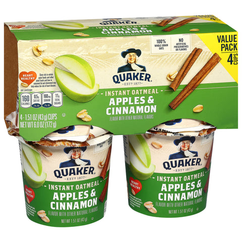 Quaker Apples & Cinnamon Instant Oatmeal 6 OZ