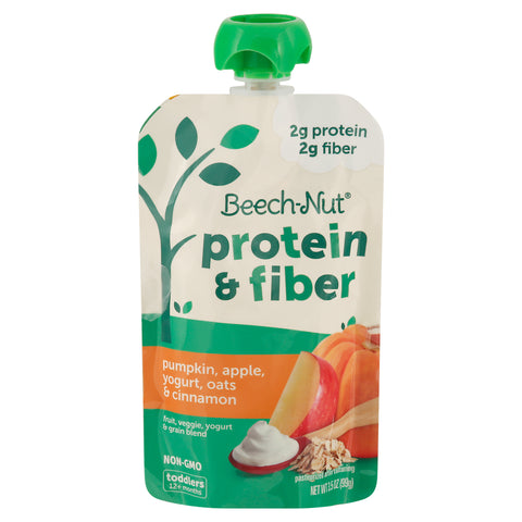 Beech-Nut Toddler Protein & Fiber Pumpkin, Apple, Yogurt, Oats & Cinnamon - 3.5 OZ 12 Pack