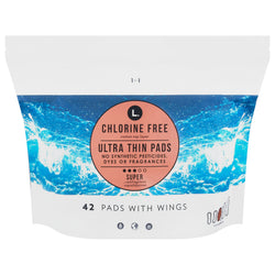 L. Pads Chloring Freee Ultra Thin With Wings - 42 CT 6 Pack