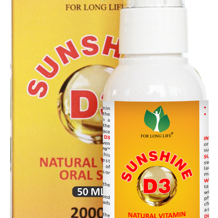 FOR LONG LIFE. SUNSHINE D3 - Natural Vitamin D3 Oral Spray - 1.69 FL OZ 6 Pack
